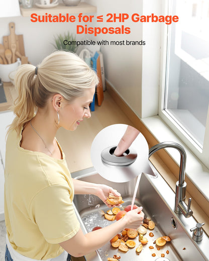 Garbage Disposal Air Switch Kit, 2.5" Sink Top Air Switch for Food Waste Disposal, Brushed Silver Stainless Steel ON/OFF Air Button for Waste Disposer - Suitable for Stainless Steel Countertops