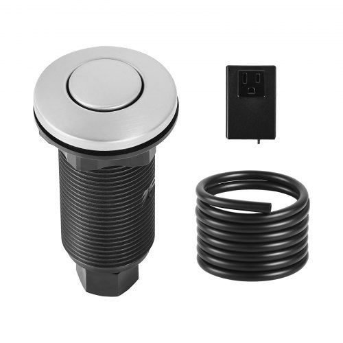Garbage Disposal Air Switch Kit, 3.5" Long Sink Top Air Switch for Food Waste Disposal, Brushed Silver Stainless Steel ON/OFF Air Push Button for Granite, Marble, and Quartz Countertops