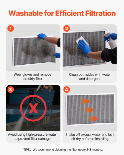 Electrostatic Air Filter, 16x25x1 inch Washable & Reusable Aluminum AC/HVAC Furnace Filter, MERV 8 Long Lifetime,Home or Office (Actual Size: 15.5 x 24.65 x 0.82 in)