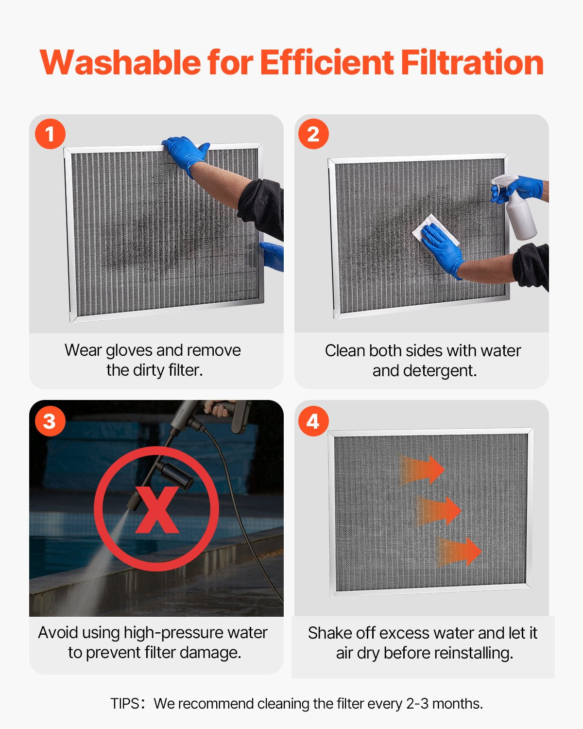 Electrostatic Air Filter, 20x25x1 inch Washable & Reusable Aluminum AC/HVAC Furnace Filter, MERV 8 Long Lifetime, Home or Office (Actual Size: 19.75 x 24.65 x 0.82 in)