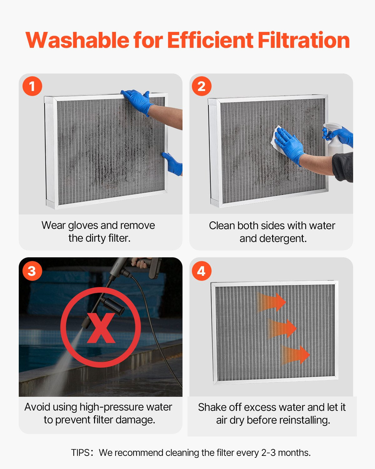 Electrostatic Air Filter, 20x25x4 inch Washable & Reusable Aluminum AC/HVAC Furnace Filter, MERV 8 Long Lifetime, Home or Office (Actual Size: 19.37 x 24.37 x 3.58 in)