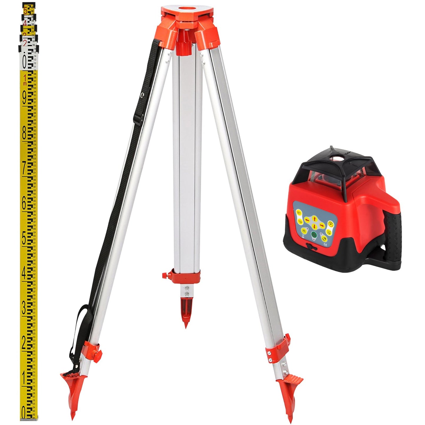 Green Rotary Laser Level Kit med justerbart stativ och 5M stav, 500M räckvidd, 360 graders roterande skanning, självnivellerande lasernivåsystemsats, för byggprojektion
