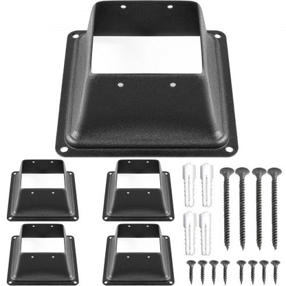Deck Post Base 5 PCS Post Base Skirt 4x4\" (Actual 3.38x3.38\") Post Support Flange 2.5LBS Deck Post Skirt Black Powder-Coated Decking Post Base with Thick Steel for Deck Supports Porch Railings