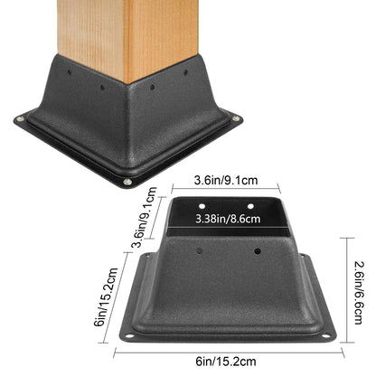 Deck Post Base 5 PCS Post Base Skirt 4x4\" (Actual 3.38x3.38\") Post Support Flange 2.5LBS Deck Post Skirt Black Powder-Coated Decking Post Base with Thick Steel for Deck Supports Porch Railings