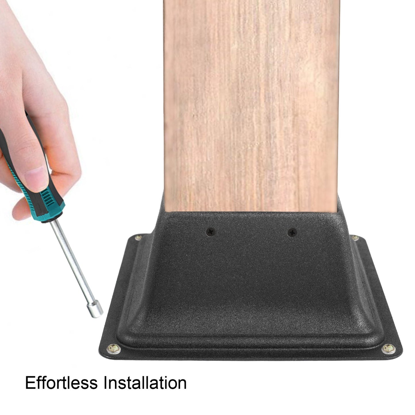 Deck Post Base 5 PCS Post Base Skirt 4x4\" (Actual 3.38x3.38\") Post Support Flange 2.5LBS Deck Post Skirt Black Powder-Coated Decking Post Base with Thick Steel for Deck Supports Porch Railings