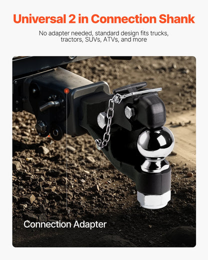 Pintle Hitch 2" mottagarekrok för 2,5 till 3-tums Lunette Ring 20000 lbs