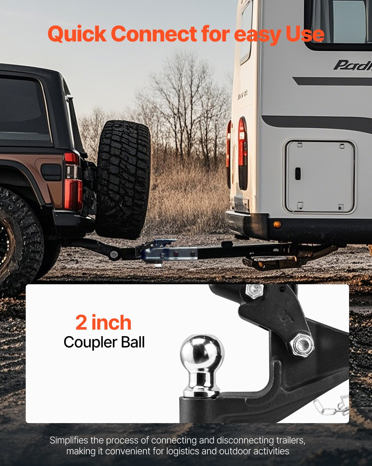 Pintle Hook, 16000 lbs Towing Capacity, Pintle Hook Hitch for 2-inch Hitch Hook Military Receiver, Combination 2-inch Hitch Ball, Fits 2.5 to 3-inch Lunette Ring, Black Powder Coat, for Trailers
