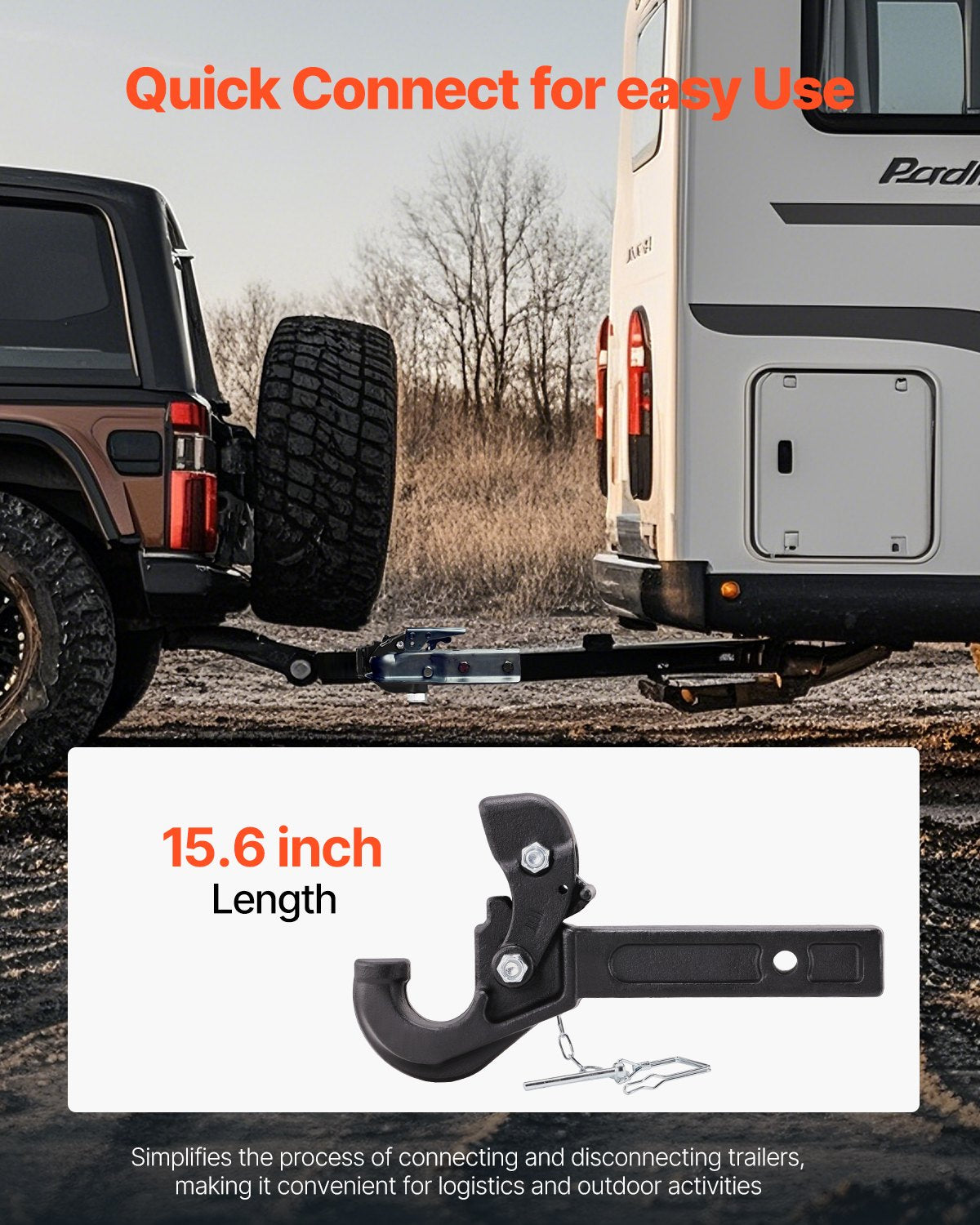 Bolzenkupplung, 2 Zoll, Empfängerhaken, 2,5-3 Zoll, Lünettenring, 20000 lbs