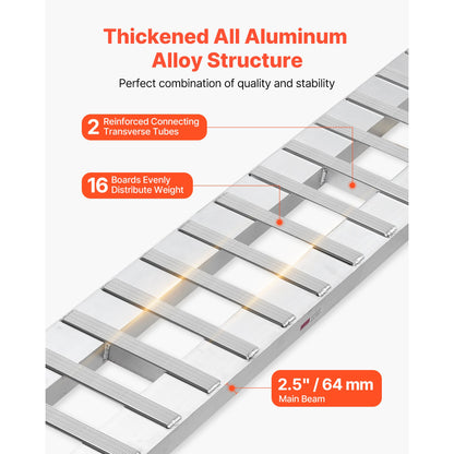 Loading Ramps, 2 Pcs 94 x 15 in, Durable Aluminum and Heavy-Duty Trailer Ramp Set with 16 Anti-Slip Plates, 6000 Lbs Combined Capacity, for Carts, Farm Tractors, ATVs, Lawn Mowers, Motorcycles