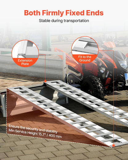 Loading Ramps, 2 Pcs 94 x 15 in, Durable Aluminum and Heavy-Duty Trailer Ramp Set with 16 Anti-Slip Plates, 6000 Lbs Combined Capacity, for Carts, Farm Tractors, ATVs, Lawn Mowers, Motorcycles