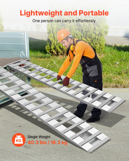 Loading Ramps, 2 Pcs 94 x 15 in, Durable Aluminum and Heavy-Duty Trailer Ramp Set with 16 Anti-Slip Plates, 6000 Lbs Combined Capacity, for Carts, Farm Tractors, ATVs, Lawn Mowers, Motorcycles