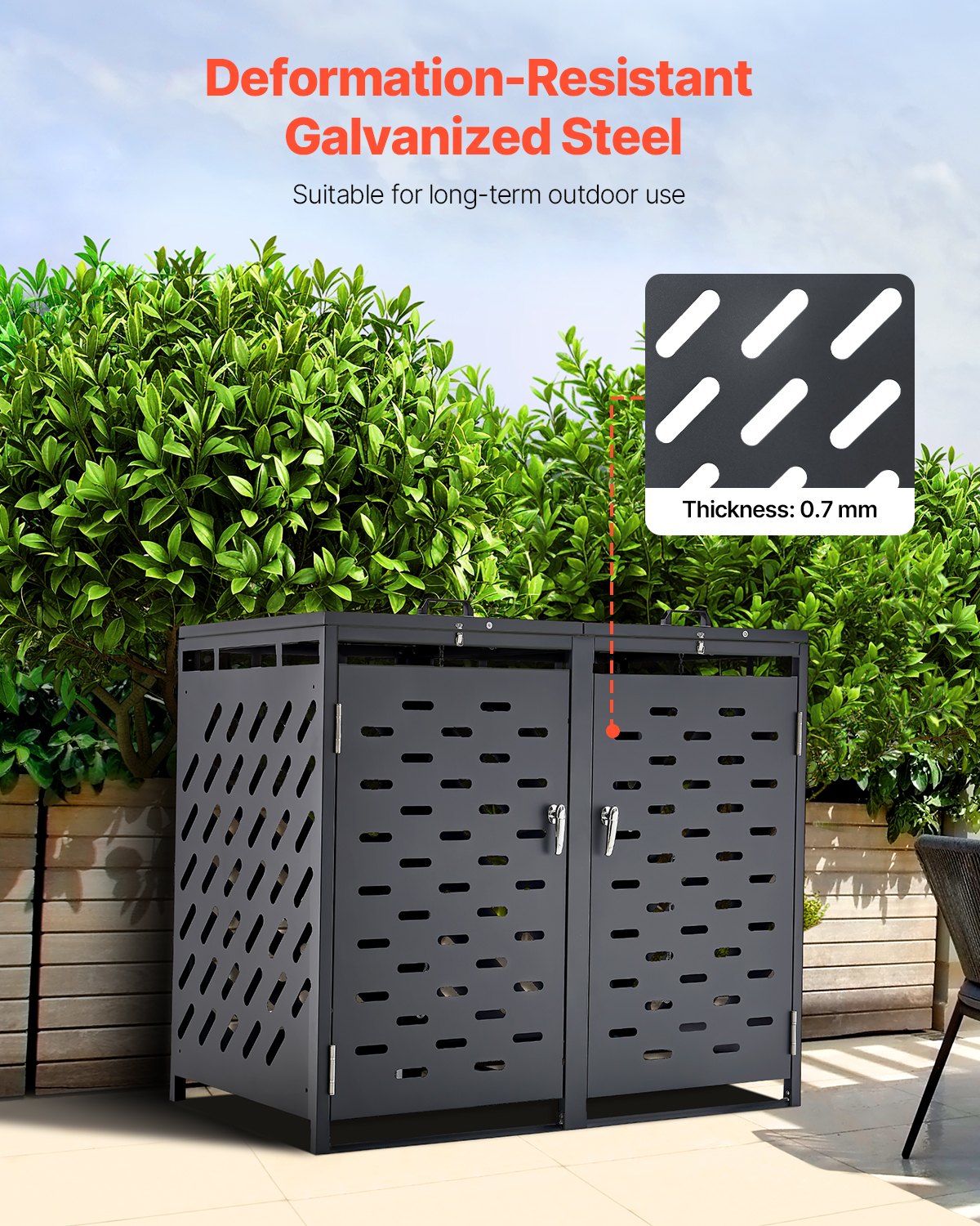 Soptunna förvaring soptunna förvaringsskjul 2 x 52,79 gal med kedjelock