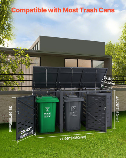 Soptunna förvaring soptunna förvaringsbod 3 x 52,79 gal med kedjelock