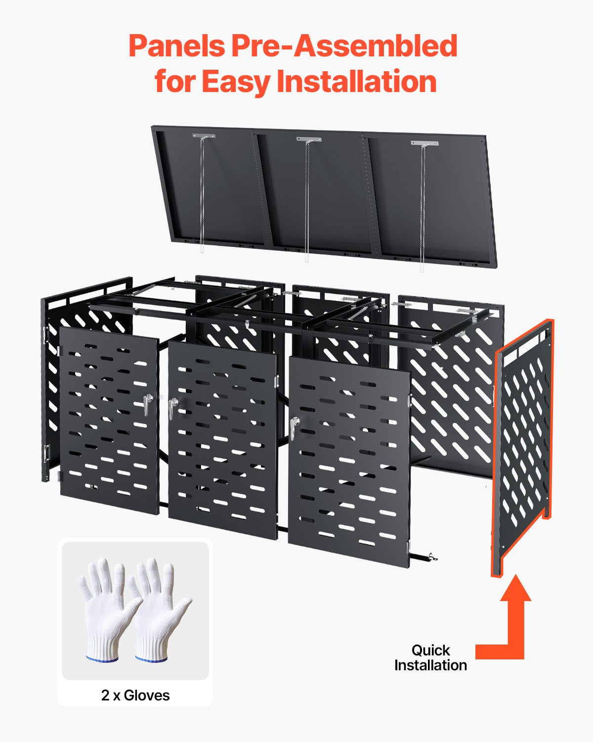 Soptunna förvaring soptunna förvaringsbod 3 x 52,79 gal med kedjelock