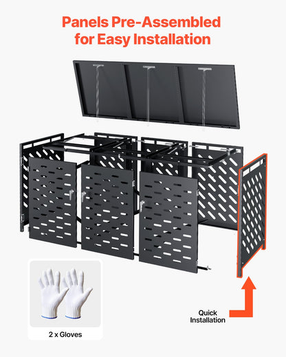 Soptunna förvaring soptunna förvaringsbod 3 x 52,79 gal med kedjelock