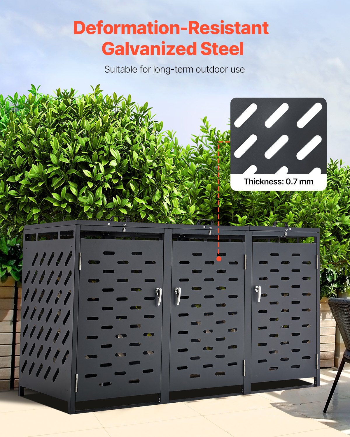 Soptunna förvaring soptunna förvaringsbod 3 x 52,79 gal med kedjelock