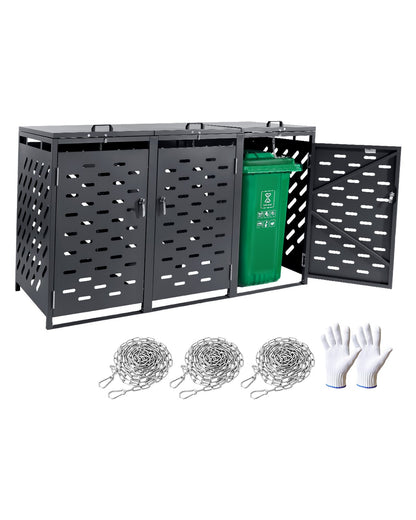 Soptunna förvaring soptunna förvaringsbod 3 x 52,79 gal med kedjelock