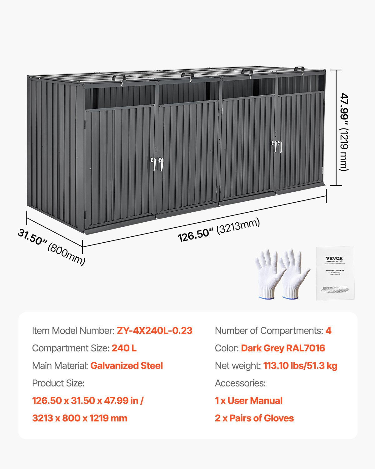 Mülltonnenaufbewahrung Mülltonnenaufbewahrung 4 x 52,79 gal für Mülltonnen