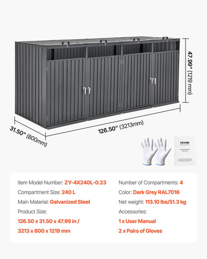 Mülltonnenaufbewahrung Mülltonnenaufbewahrung 4 x 52,79 gal für Mülltonnen
