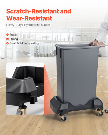 Trash Can Dolly, Fit 16/23 Gallon Containers, Slim Trash Can Roller Base with 4 Lockable Wheels, 200lbs Weight Capacity, Heavy Duty Barrel Dolly, Smooth & Quiet Rolling Plastic Bin Dolly
