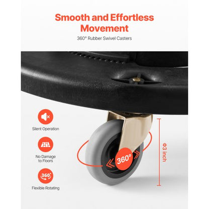 Runder Mülltonnenwagen, passend für 20, 32, 44, 55 Gal Mülltonnen, 500 lbs | EU