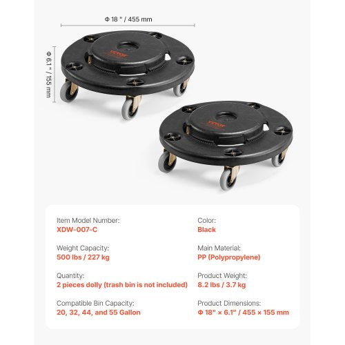 2-pack rund papperskorg Dolly Passar 20, 32, 44, 55 gal sopbehållare |  EU