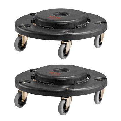 Trash Can Dolly, Fit 20, 32, 44, 55 Gallon Containers, 2 Packs Round Trash Can Roller Base with 4 Lockable Wheels, 500lbs Heavy Duty Barrel Dolly, Multi-Functional Rolling Dolly Cart