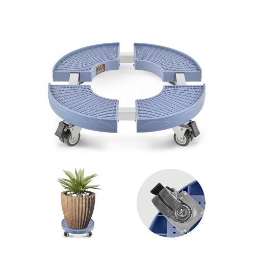 Trash Can Dolly with 4 Lockable Wheels, 440lbs Weight Capacity, Round Trash Can Roller Base, 15-22.8 in Adjustable, Heavy Duty Drum Dolly Plant Caddy, Multi-Functional Rolling Dolly Cart, Blue