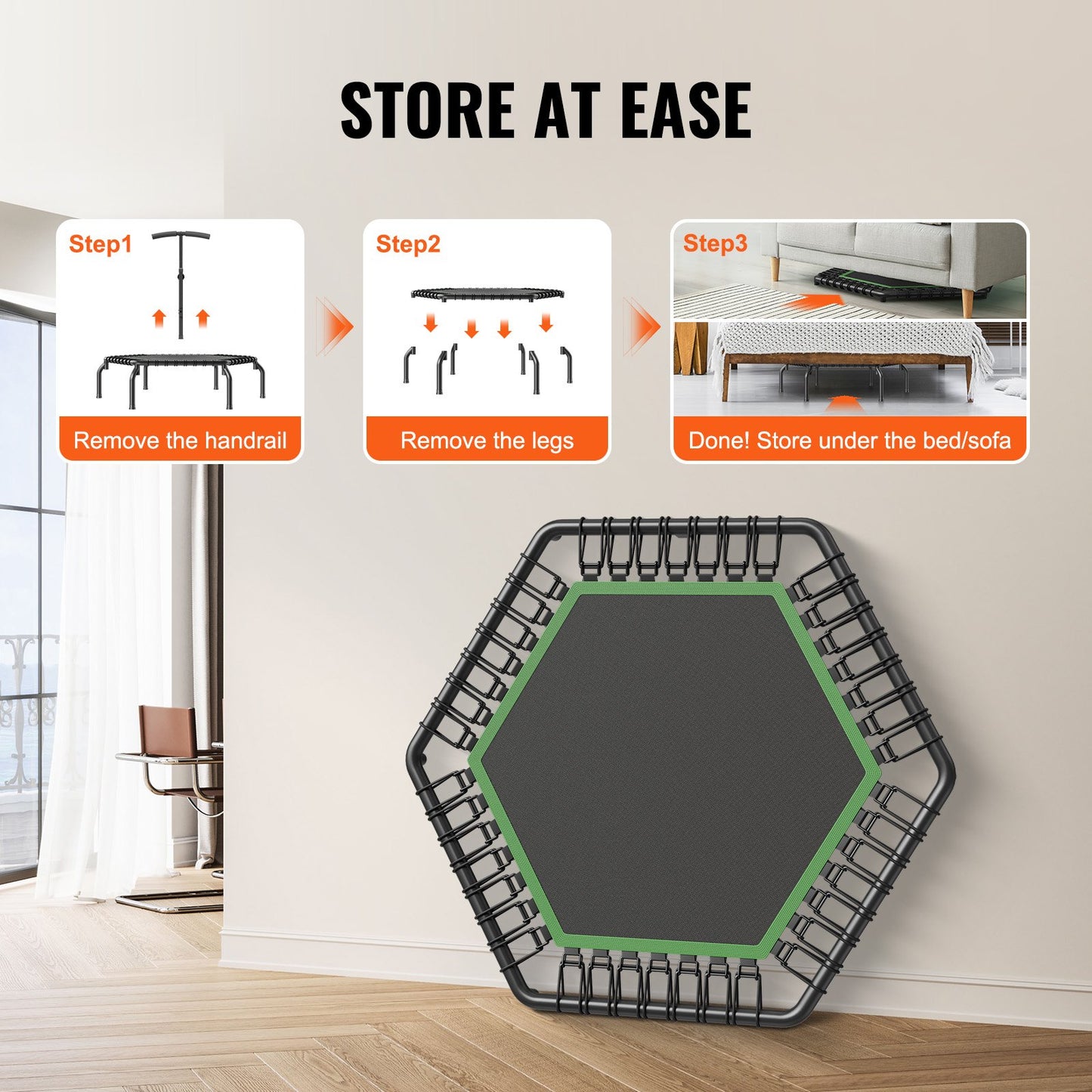 54.5" Mini Fitness Trampoline for Adults Indoor Training Rebounder with Handle