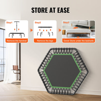 54.5" Mini Fitness Trampoline for Adults Indoor Training Rebounder with Handle