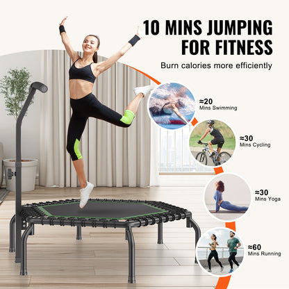 54.5" Mini Fitness Trampoline for Adults Indoor Training Rebounder with Handle