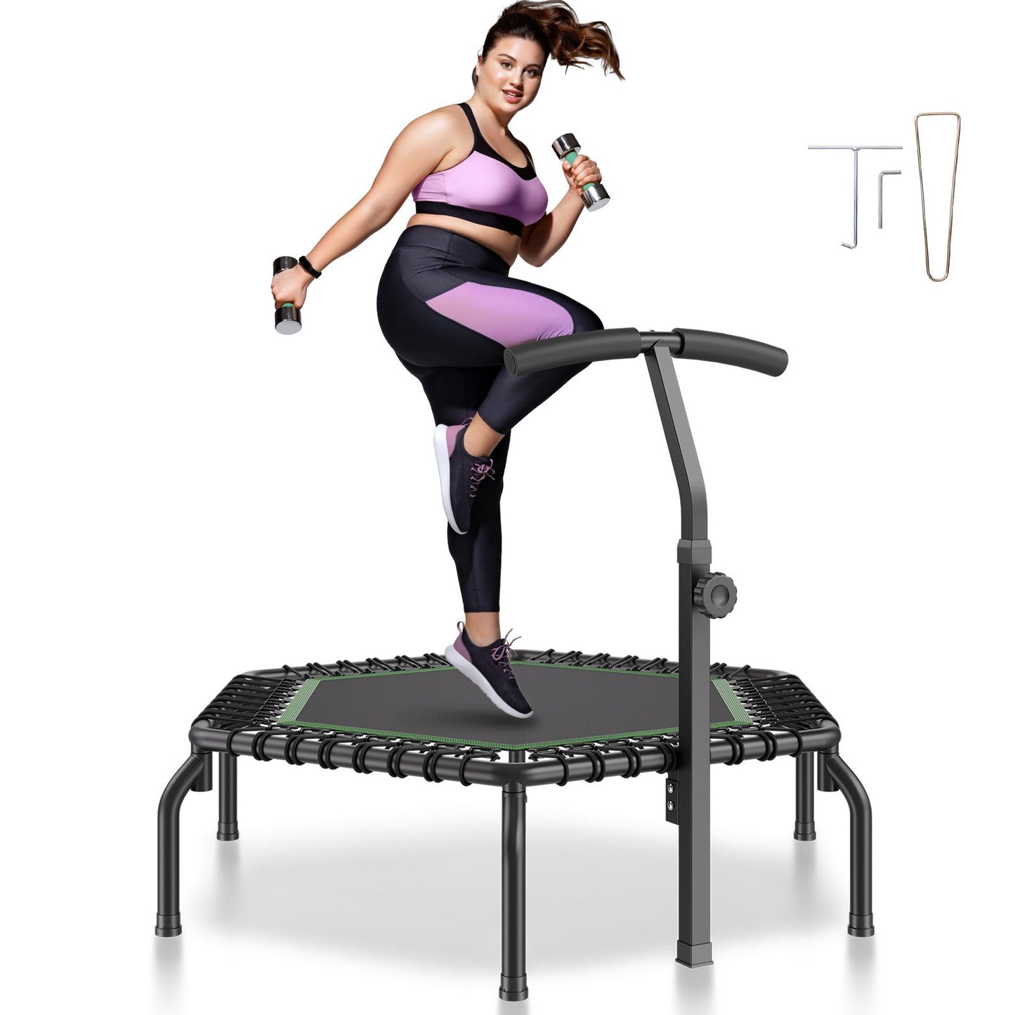 54.5" Mini Fitness Trampoline for Adults Indoor Training Rebounder with Handle