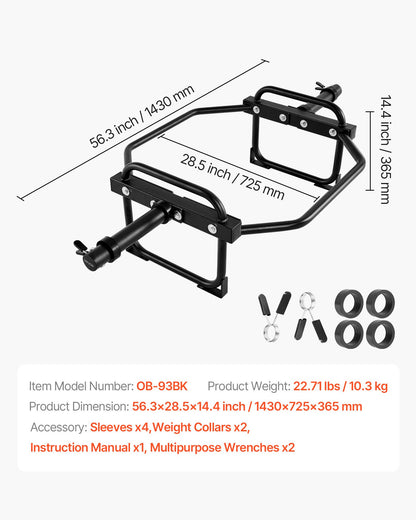 Trap Bar Hex Bar, 2-Inch Hex Barbell, 500 LBS Capacity Shrug Bars, Weightlifting and Strength Training Equipment, Home Gym for Squats, Deadlifts, Shoulder Presses, Black