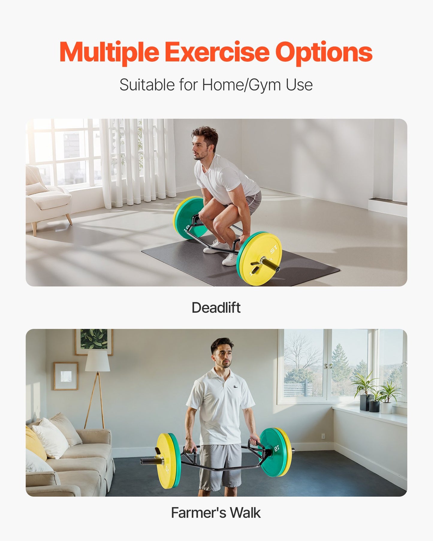 Trap Bar Hex Bar, 2-Inch Hex Barbell, 800 LBS Capacity Shrug Bars with Knurled Grips, Weightlifting and Strength Training Equipment, Home Gym for Squats, Deadlifts, Shoulder Presses, Black