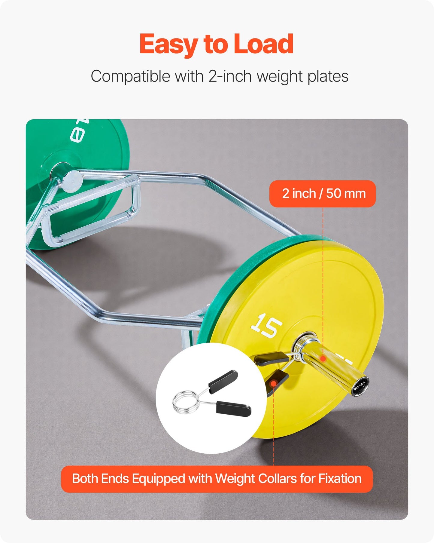 Trap Bar Hex Bar, 2-Inch Hex Barbell, 800 LBS Capacity Shrug Bars with Knurled Grips, Weightlifting and Strength Training Equipment, Home Gym for Squats, Deadlifts, Shoulder Presses, Silver