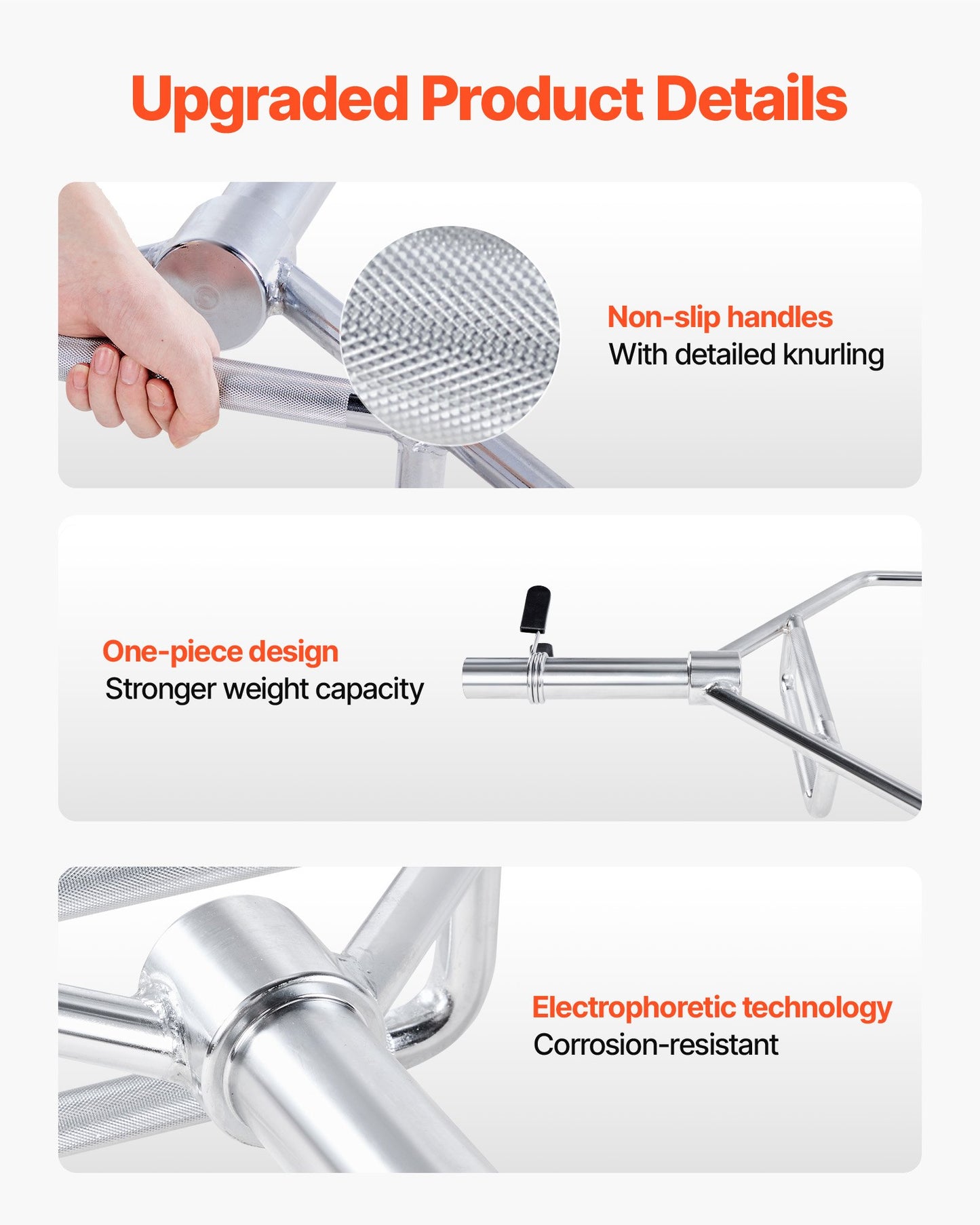 Trap Bar Hex Bar, 2-Inch Hex Barbell, 800 LBS Capacity Shrug Bars with Knurled Grips, Weightlifting and Strength Training Equipment, Home Gym for Squats, Deadlifts, Shoulder Presses, Silver