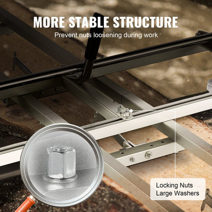 Kettensägen- und Schienenfräsen-Steuerungssystem, tragbares Sägewerk mit 14-36-Zoll-Schiene, 9 Fuß lange Aluminium-Sägefräsen-Schienensteuerung mit Kettensägenmischer für Holzarbeiter und Tischler