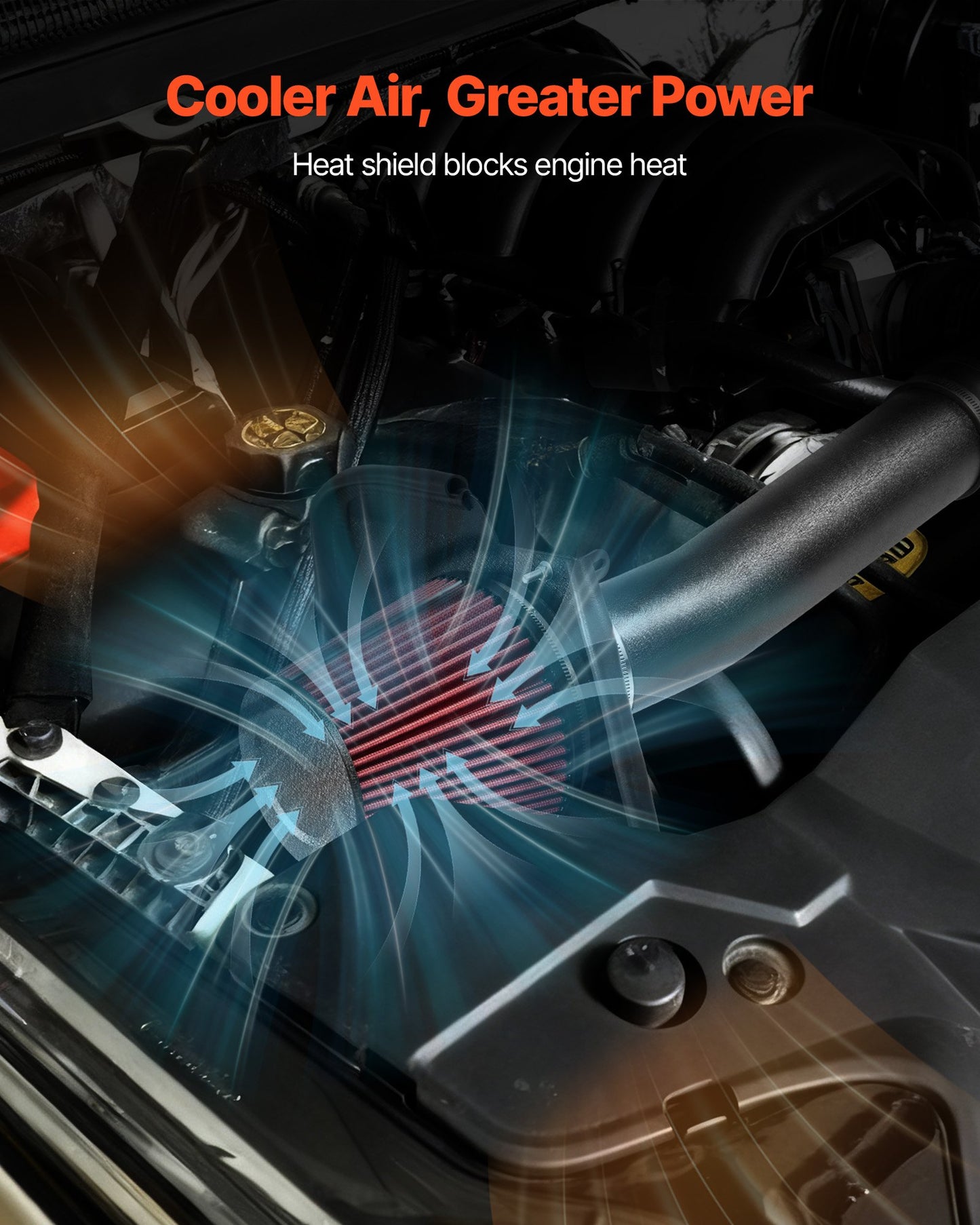 Cold Air Intake, 3.5 Inch Cold Air Intake System + Heat Shield Compatible with 2011-2023 Dodge Challenger/Charger with 3.6L V6 Engine, High Flow Filter Kit Improve Horsepower/Throttle Response