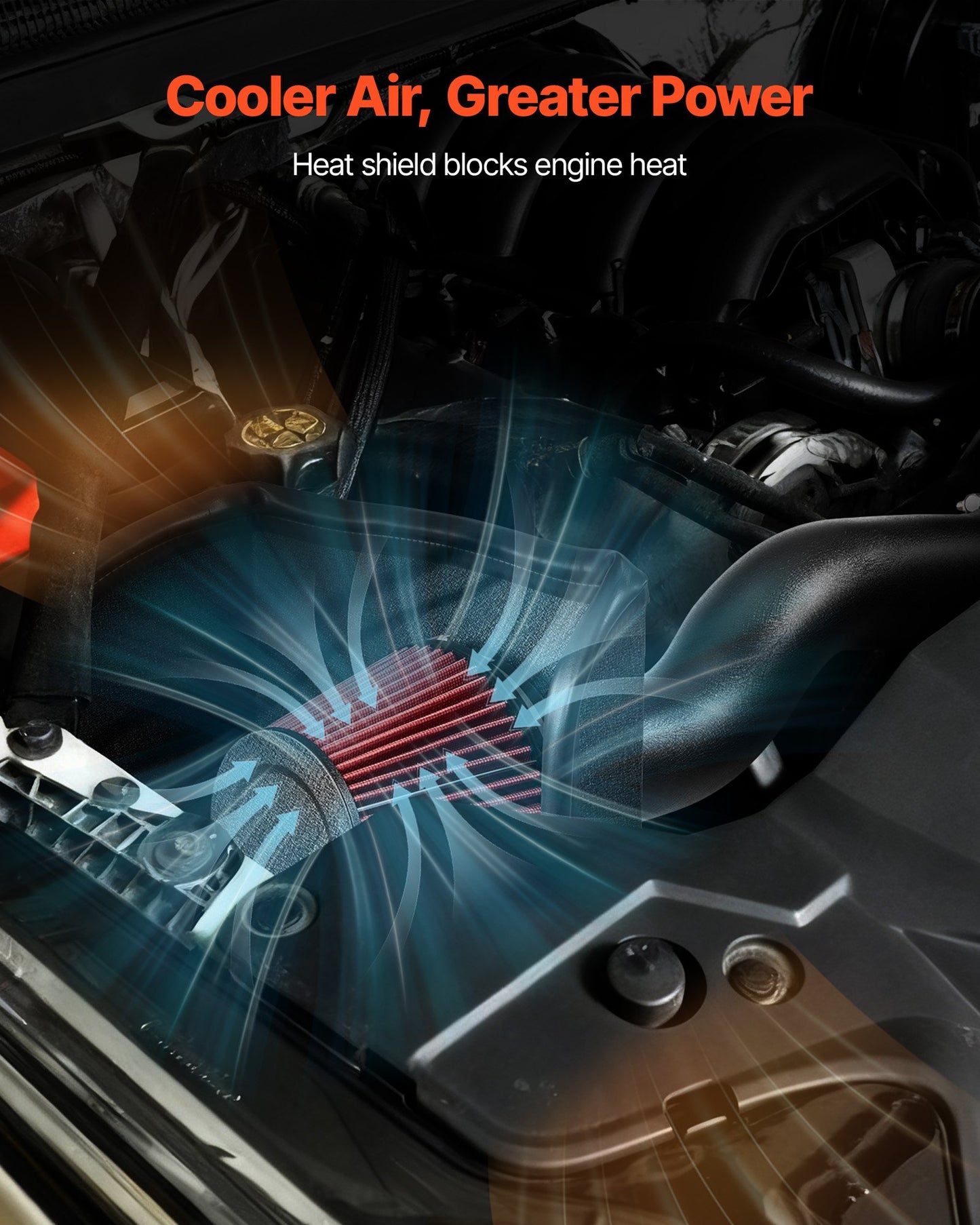 Cold Air Intake, 3.3 Inch Cold Air Intake System + Heat Shield Compatible with 2016-2023 Toyota Tacoma 3.5L V6 Gas, High Flow Filter Kit Improved Horsepower, Throttle Response, High Performance