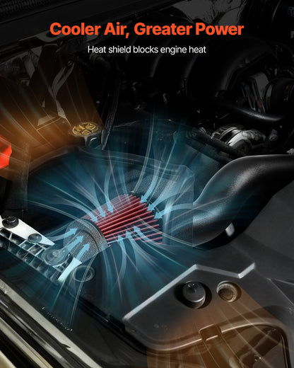 Cold Air Intake, 3.3 Inch Cold Air Intake System + Heat Shield Compatible with 2016-2023 Toyota Tacoma 3.5L V6 Gas, High Flow Filter Kit Improved Horsepower, Throttle Response, High Performance