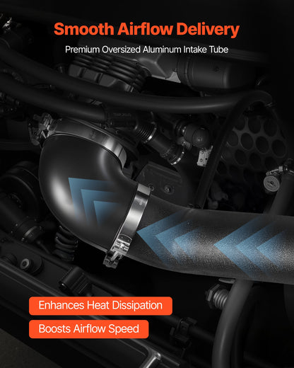 Cold Air Intake, 3.5 Inch Cold Air Intake System + Heat Shield Compatible with 2007-2008 Cadillac Escalade, Chevy Silverado/Suburban, GMC Sierra/Yukon, High Flow Filter Kit Improve Horsepower