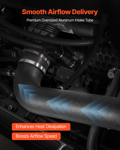 Cold Air Intake, 3.94 Inch Cold Air Intake System + Heat Shield Compatible with 2015 Cadillac Escalade, Chevy Suburban/Tahoe/Silverado, GMC Yukon/Sierra, High Flow Filter Kit Improve Horsepower
