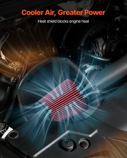 Cold Air Intake, 3.5 Inch Cold Air Intake System + Heat Shield Compatible with 2014-2018 Chevy Silverado/GMC Sierra, 2015-2020 Cadillac Escalade 6.2L, High Flow Filter Kit Improved Horsepower