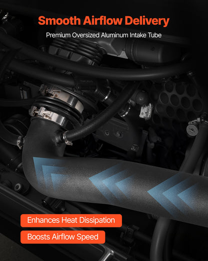 Cold Air Intake, 3.5 Inch Cold Air Intake System + Heat Shield Compatible with 2014-2018 Chevy Silverado/GMC Sierra, 2015-2020 Cadillac Escalade 6.2L, High Flow Filter Kit Improved Horsepower