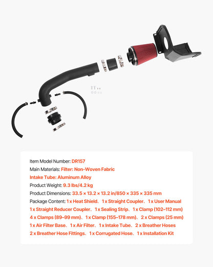 Cold Air Intake, 3.5 Inch Cold Air Intake System + Heat Shield Compatible with 2014-2018 Chevy Silverado/GMC Sierra, 2015-2020 Cadillac Escalade 6.2L, High Flow Filter Kit Improved Horsepower