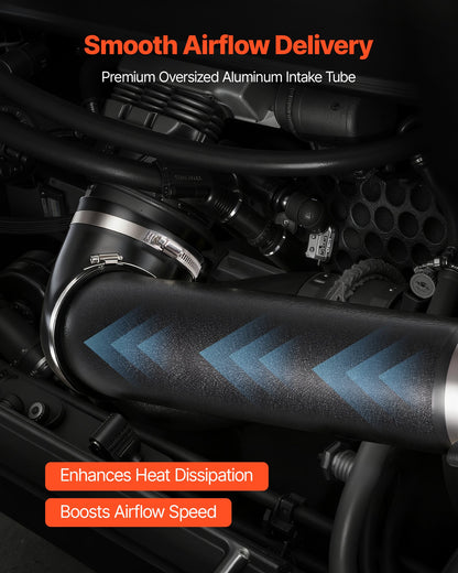Cold Air Intake, 3.9 Inch Cold Air Intake System + Heat Shield Compatible with 2019-2025 Chevy Silverado/GMC Sierra, 2021-2025 Cadillac Escalade 6.2L, High Flow Filter Kit Improved Horsepower