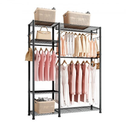 Clothing Garment Rack, Heavy Duty Clothes Rack, 6 Adjustable Tiers Clothes Racks with Steel Frame, 800 lbs Load Capacity Closet Wardrobe with 3 Hanging Rods for Bedroom, Clothing Store, Hallway