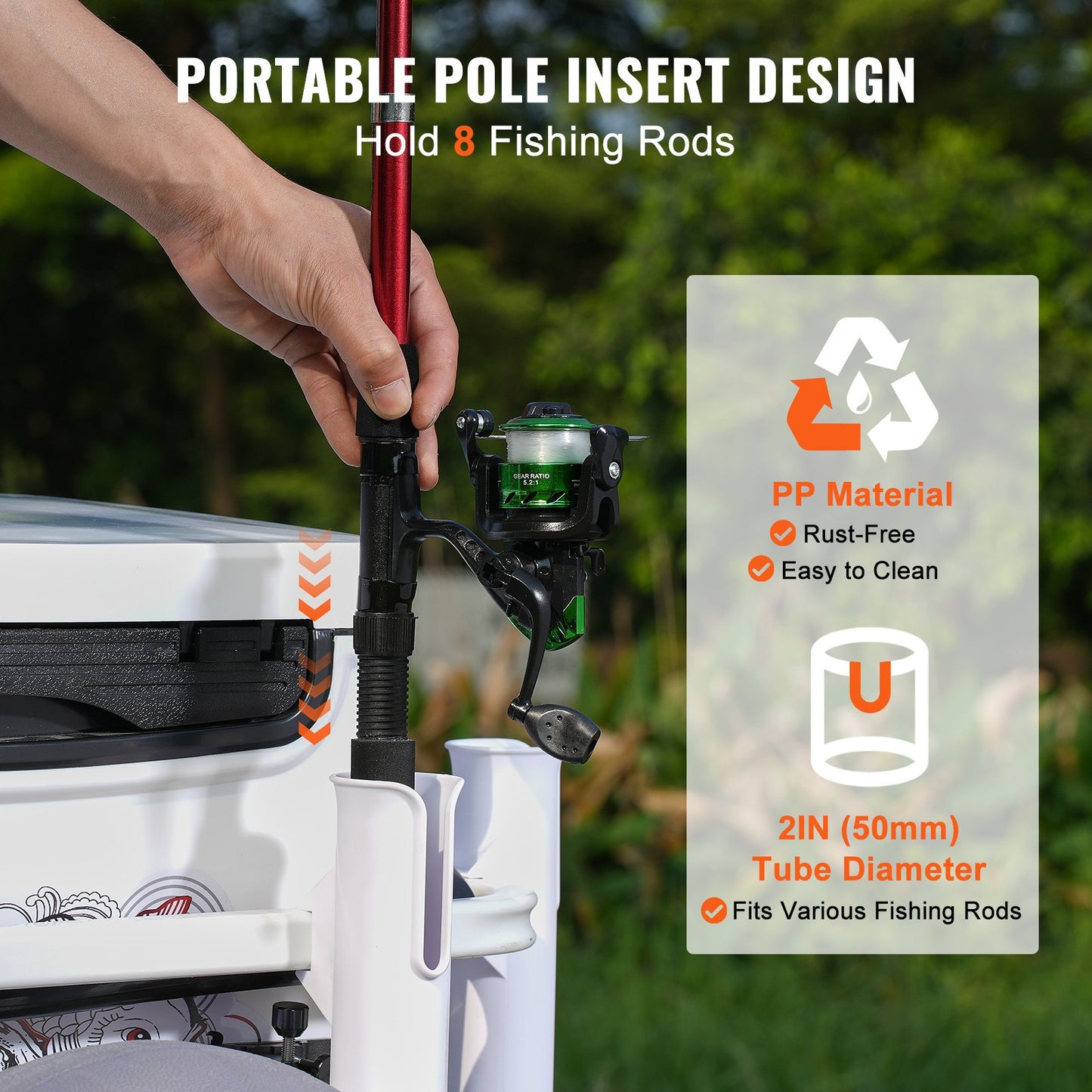 Beach Fishing Cart, 300 lbs Load Capacity, Fishing and Marine Cart with Two 13-Inch Large Wheels PU Balloon Tires for Sand, Heavy Duty Aluminum Dock Cart with 8 Rod Holders for Fishing, Picnic