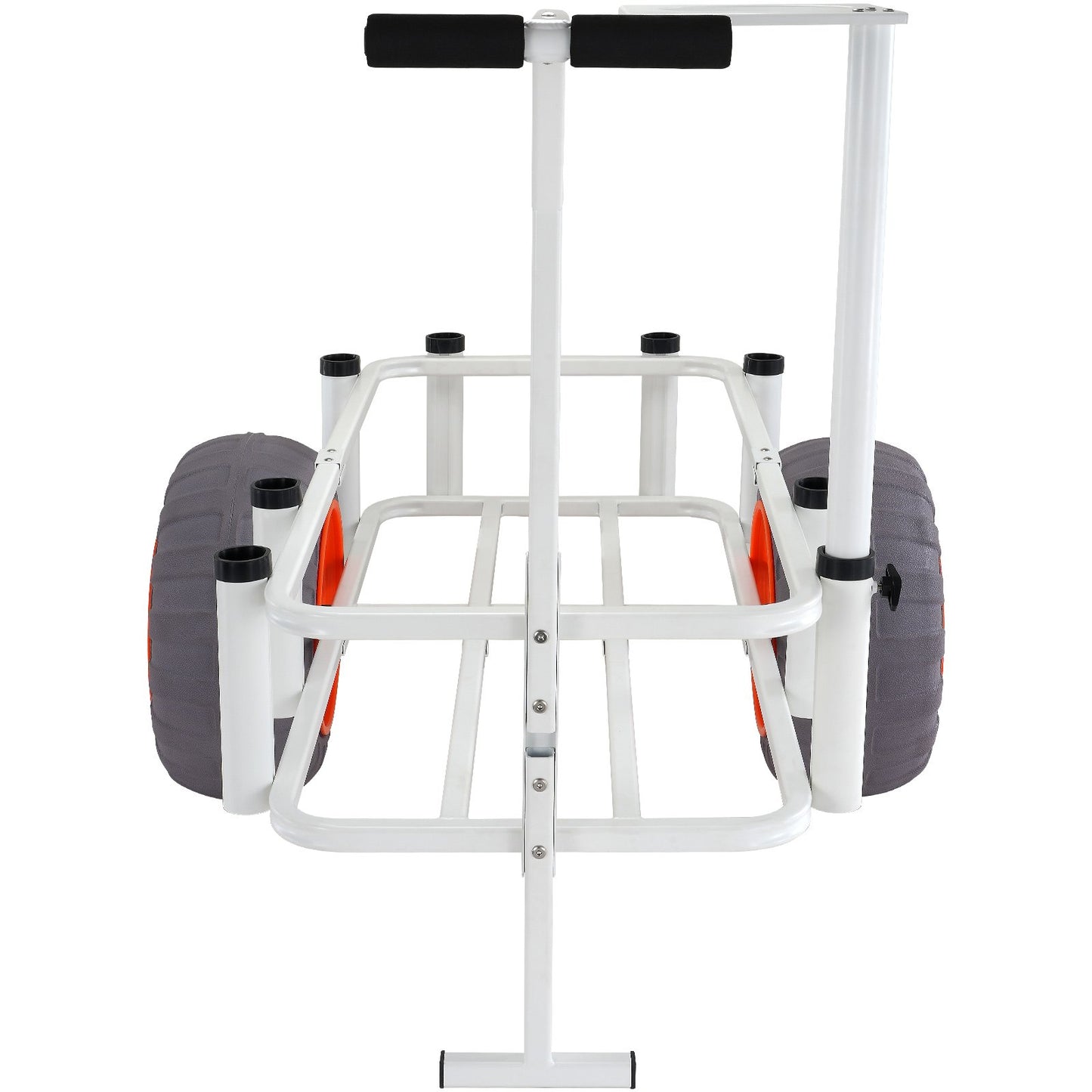 Beach Fishing Cart, 350 lbs Load Capacity, Fish and Marine Cart with Two 16" Big Wheels PU Balloon Tires for Sand, Heavy-Duty Aluminum Pier Wagon Trolley with 8 Rod Holders for Fishing, Picnic