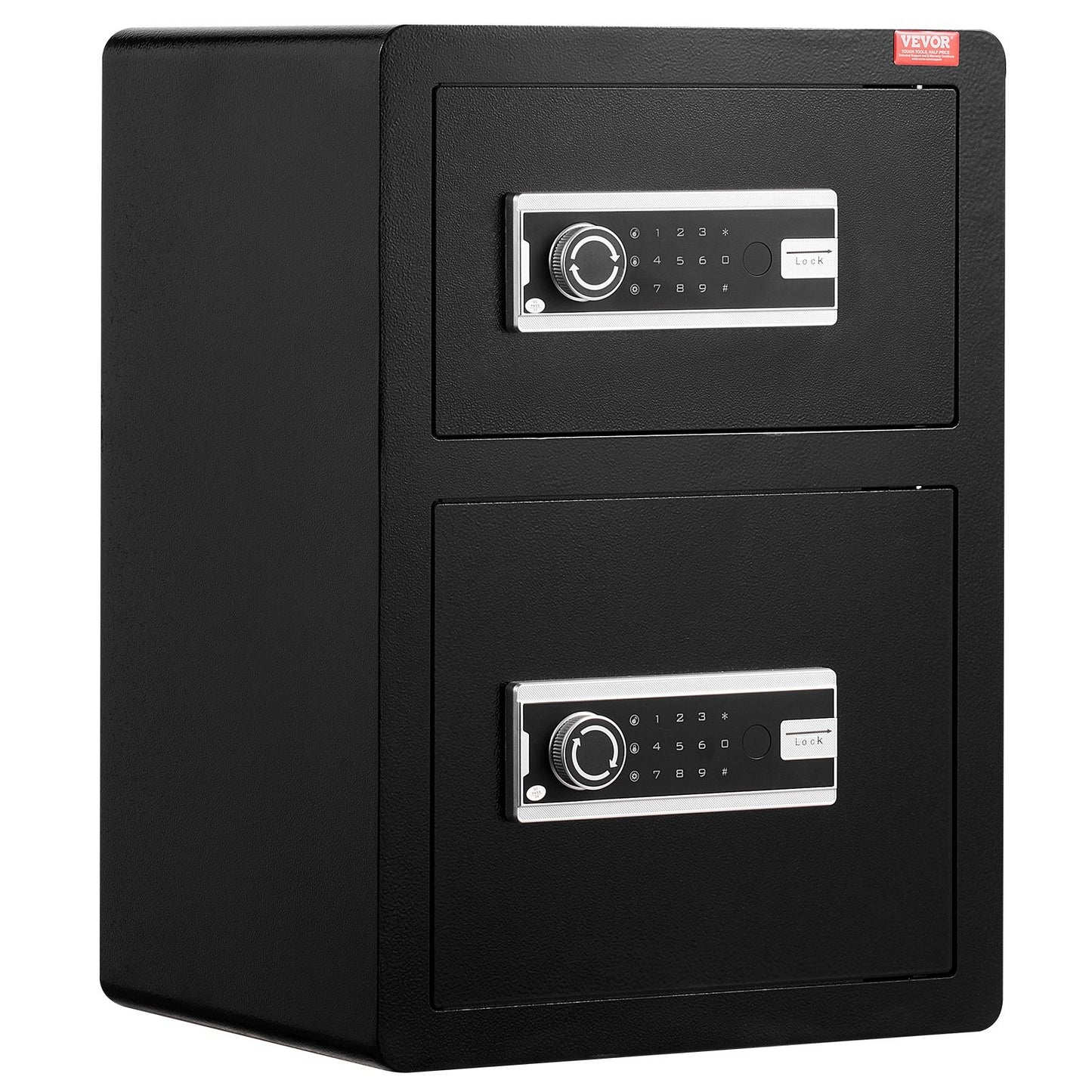 Double Door 3.5 cu.ft Security Box with Key Lock Password Fireproof Case Black